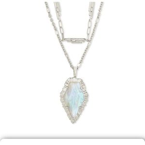 Kendra Scott Tessa Multi Strand Necklace in Iridescent Abalone, Rhodium-Plated